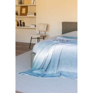 Plaid merinos wol bleu saphit