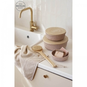 ronde mand met houten deksel copper blush