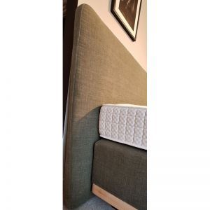 Hoofdbord+Boxspring+matras groen linnen